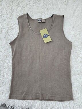 Shaver Lake 100% Cotton ribbed knit tank top with satin bias binding. Medium